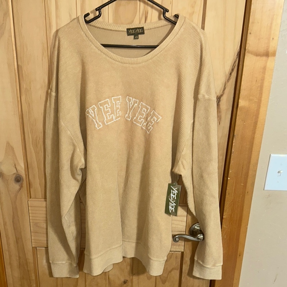 NWT Yee Yee Embroidered Corded Oversized Crewneck